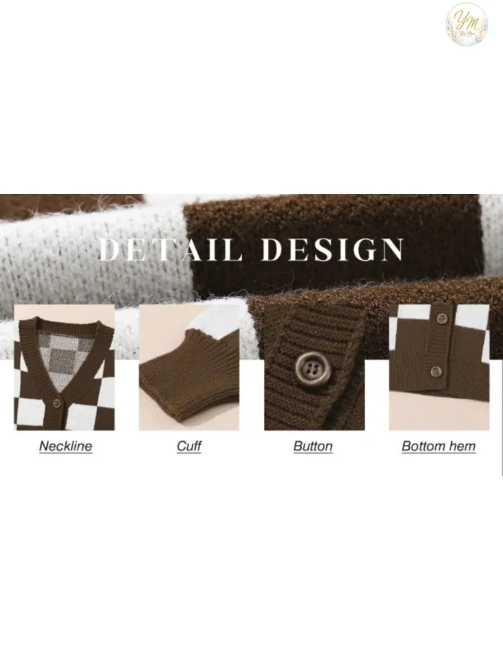Cropped Cable Knit Cardigan Women V-Neck Button Down Plaid Fall Outwear